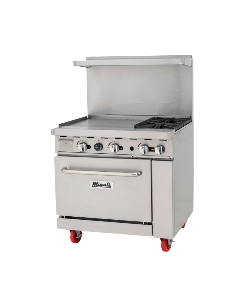 Migali C-RO2-24GL-LP 2 Burner Range, 24” Griddle Left Side, (1) Oven, Liquid Propane