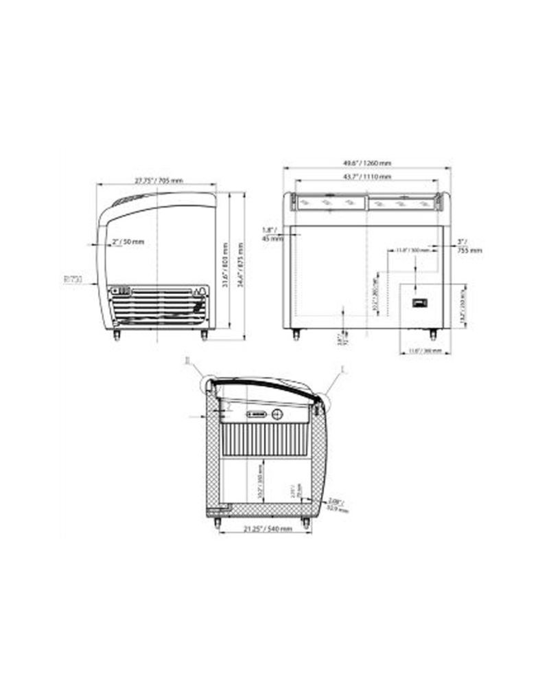 Refurbished Ancaster XS-360 2 Door Glass Top Chest Freezer