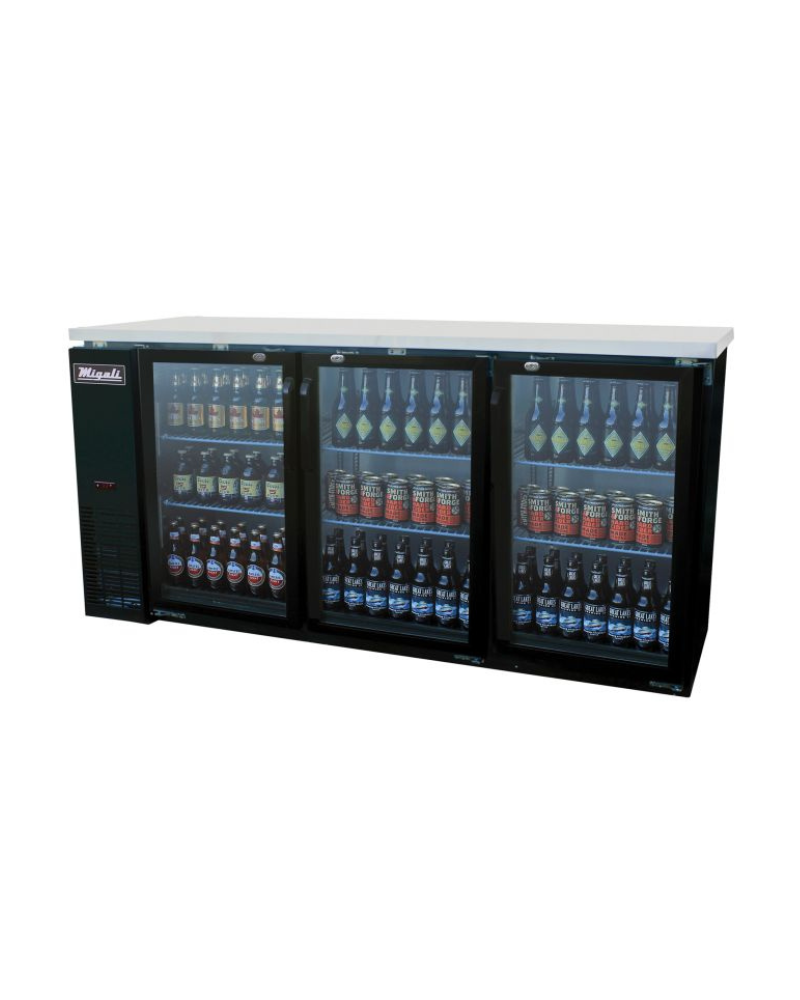 Migali C-BB72G-HC 72″ Glass Door Back Bar Refrigerator