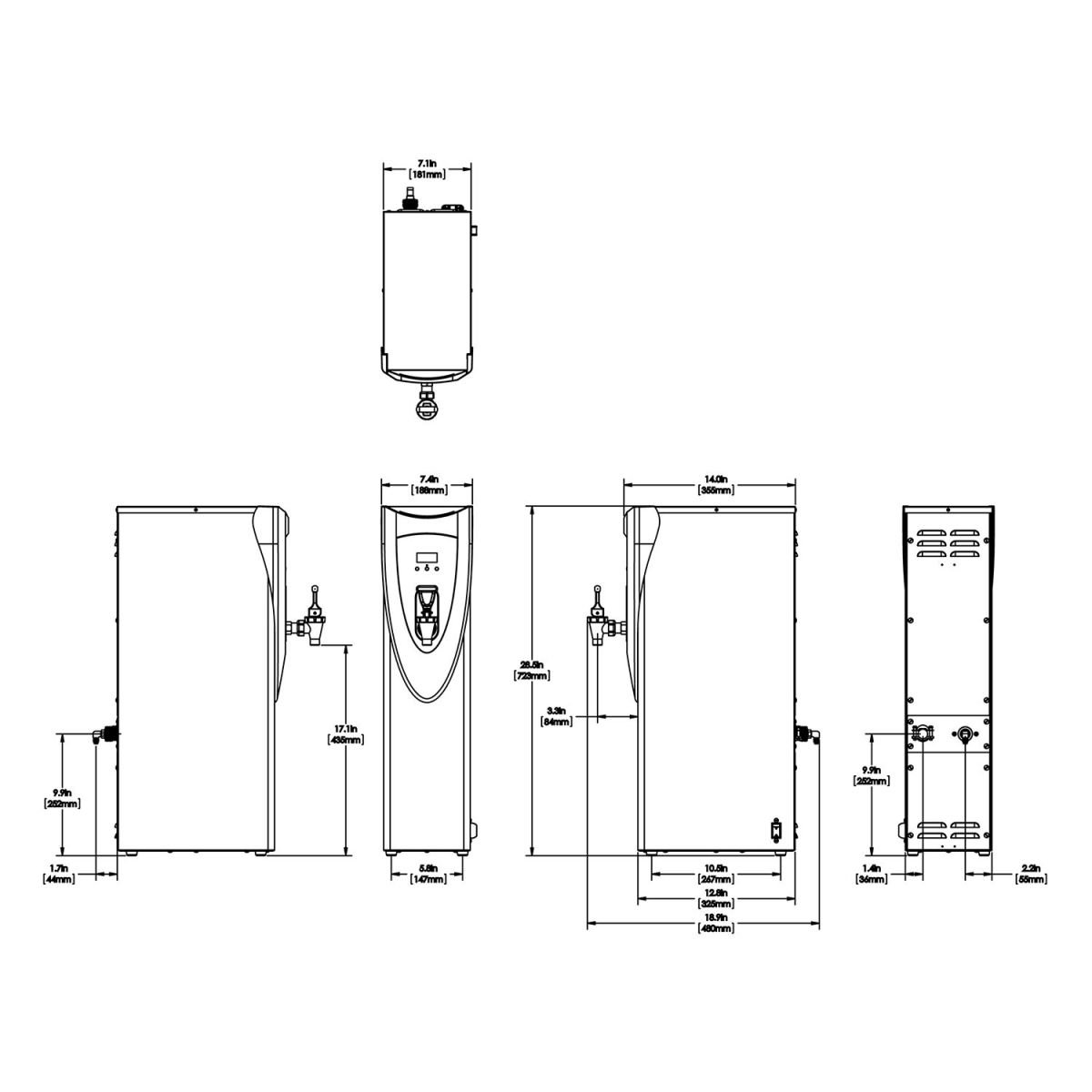 BUNN H5X® Element, Stainless Steel 5 Gal Hot Water Dispenser